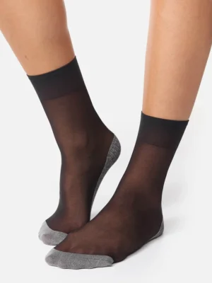 nur die Fein Socks/Cotton Sole Black, 35-38