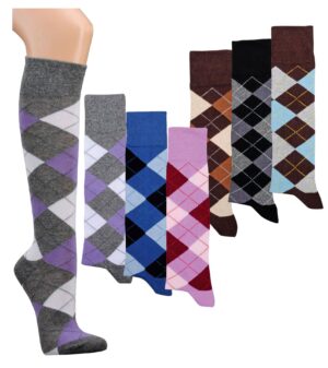 Socks 4 Fun Knie Karo Grau-Seablue, 39-42