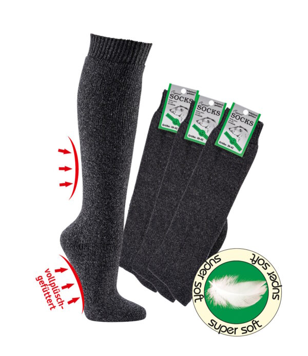 Kniestrumpf Frottee-Thermo Anthrazit, 39-42