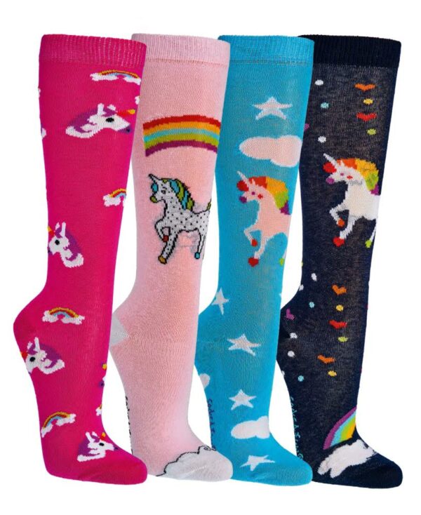 Socks 4 Fun Knie Einhorn Rosa, 31-34