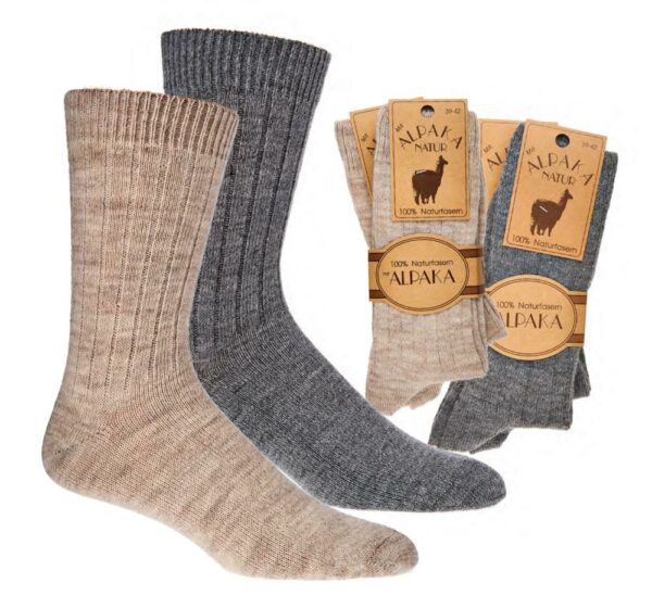 100% Feine Wollsocken Alpaka Grau, 35-38