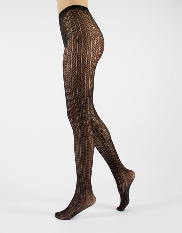 Cette Ribbed Fishnet-Tights Schwarz, 44-50