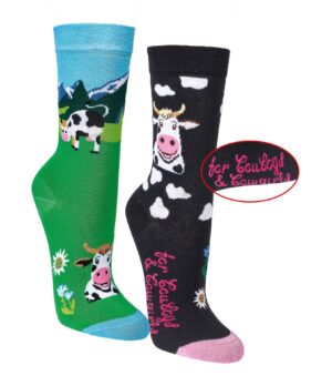 Socks 4 Fun Socken Kühe Schwarz, 36-41