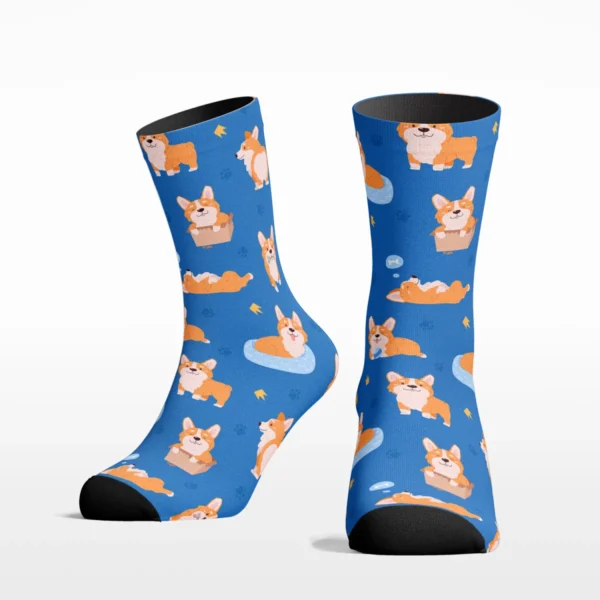 Cool 7 3D Print Socks Corgis, 36-40