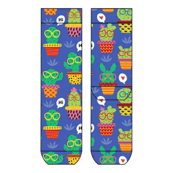 Cool 7 Lady Print Socks Funny Cacti, 36-40
