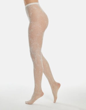 Cette Polaris Floral Netz-Tights White, 36-42