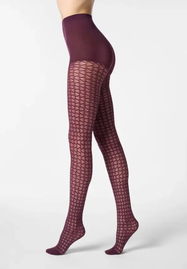 Oroblu Tights Graphic Waves 40 Plum, 40-44