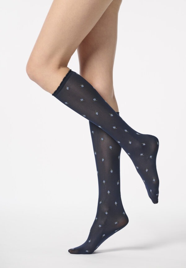 Oroblu Knie Floral Roses 50 Blue, OS