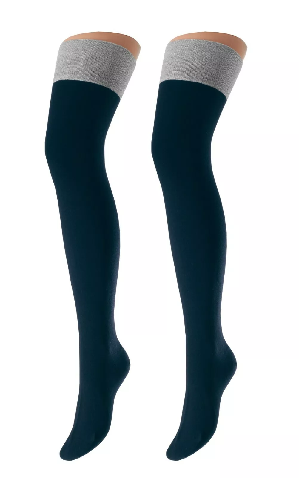 RS Overknee Baumwolle Marine/Grau, 39-42