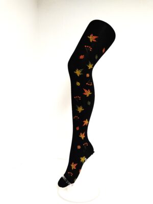Crönert Tights Herbstblätter Schwarz, 48-50