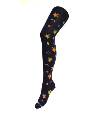 Crönert Tights Herbstblätter Marine, 40-42