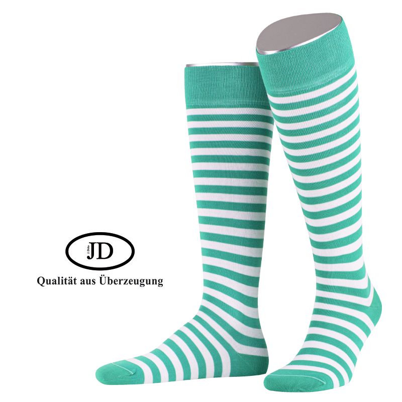 JD Kniestrümpfe Ringel Türkis/Weiß, 39-41