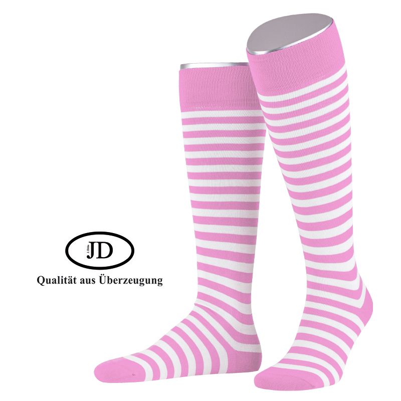 JD Kniestrümpfe Ringel Hellpink/Weiß, 36-38