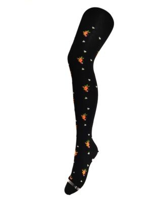 Crönert Tights Blumen Schwarz, 44-46