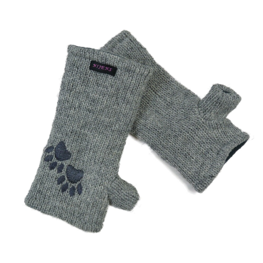 Wollhandstulpen Pfoten Silber, OS