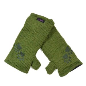 Wollhandstulpen Pfoten Grün, OS