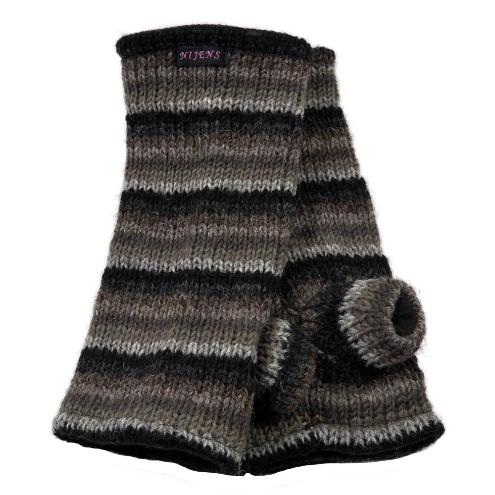 Wollhandstulpen Satti Streifen Grau, OS