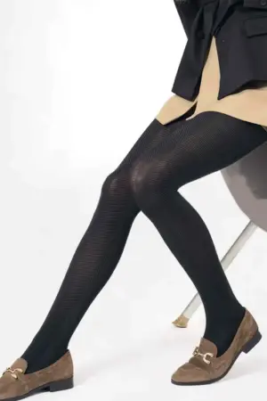 Mura Tights Chevrons Bicolor 80 Nero, 38-40